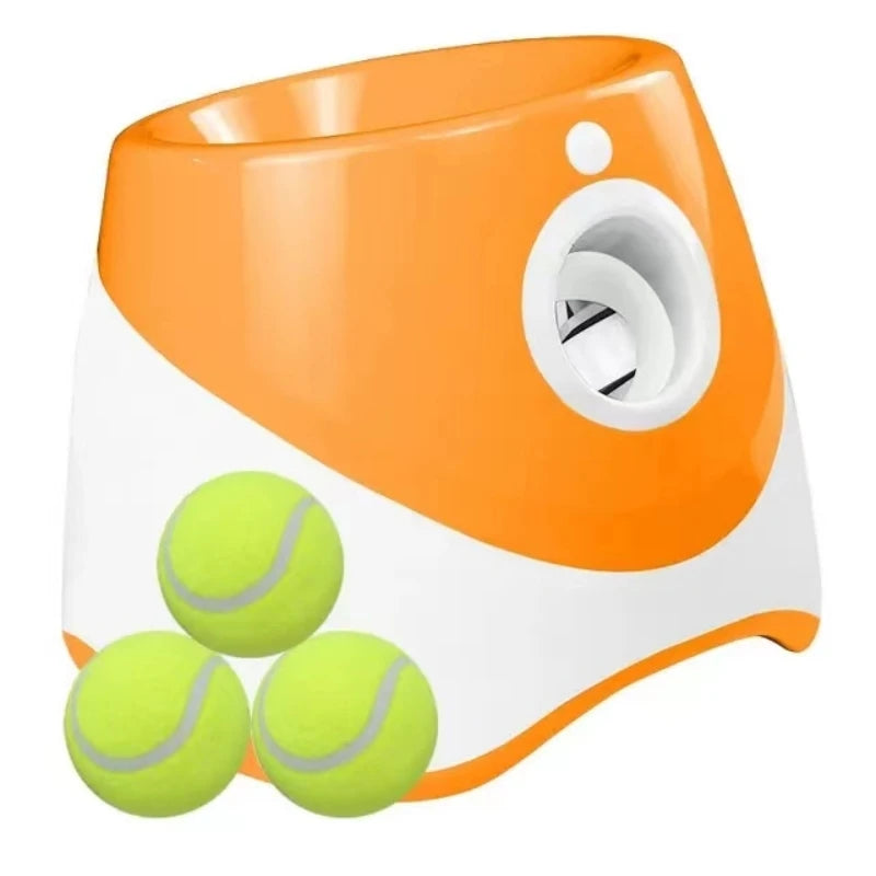 CanineChest orange dog tennis launcher, rechargeable and automatic, ideal for interactive playtime with dogs who love to chase