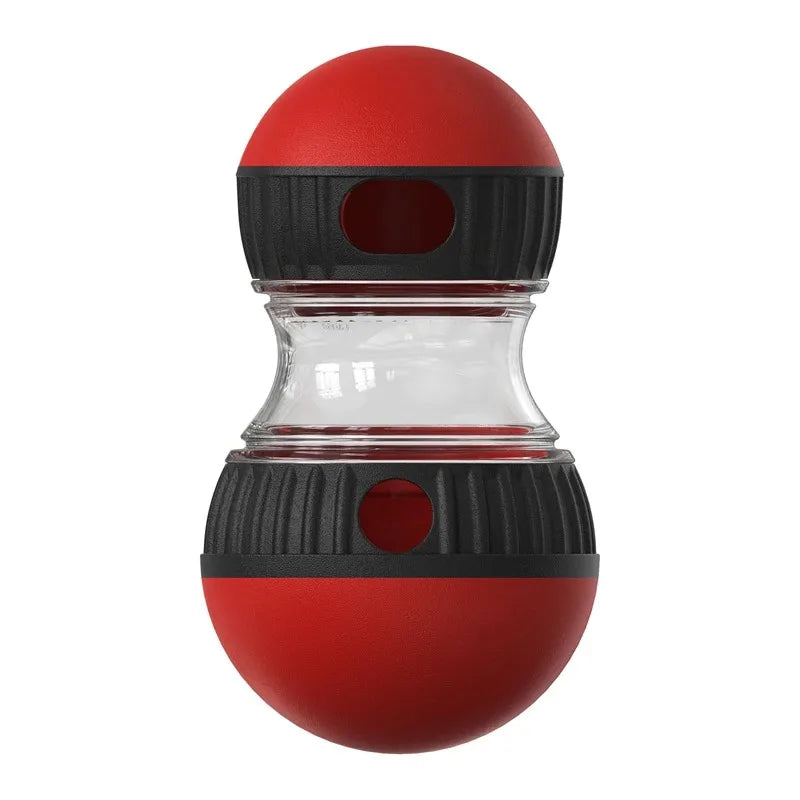 CanineChest Mind-Bottling Treat Toy in red, designed to keep dogs entertained and mentally stimulated, perfect for treat-based play