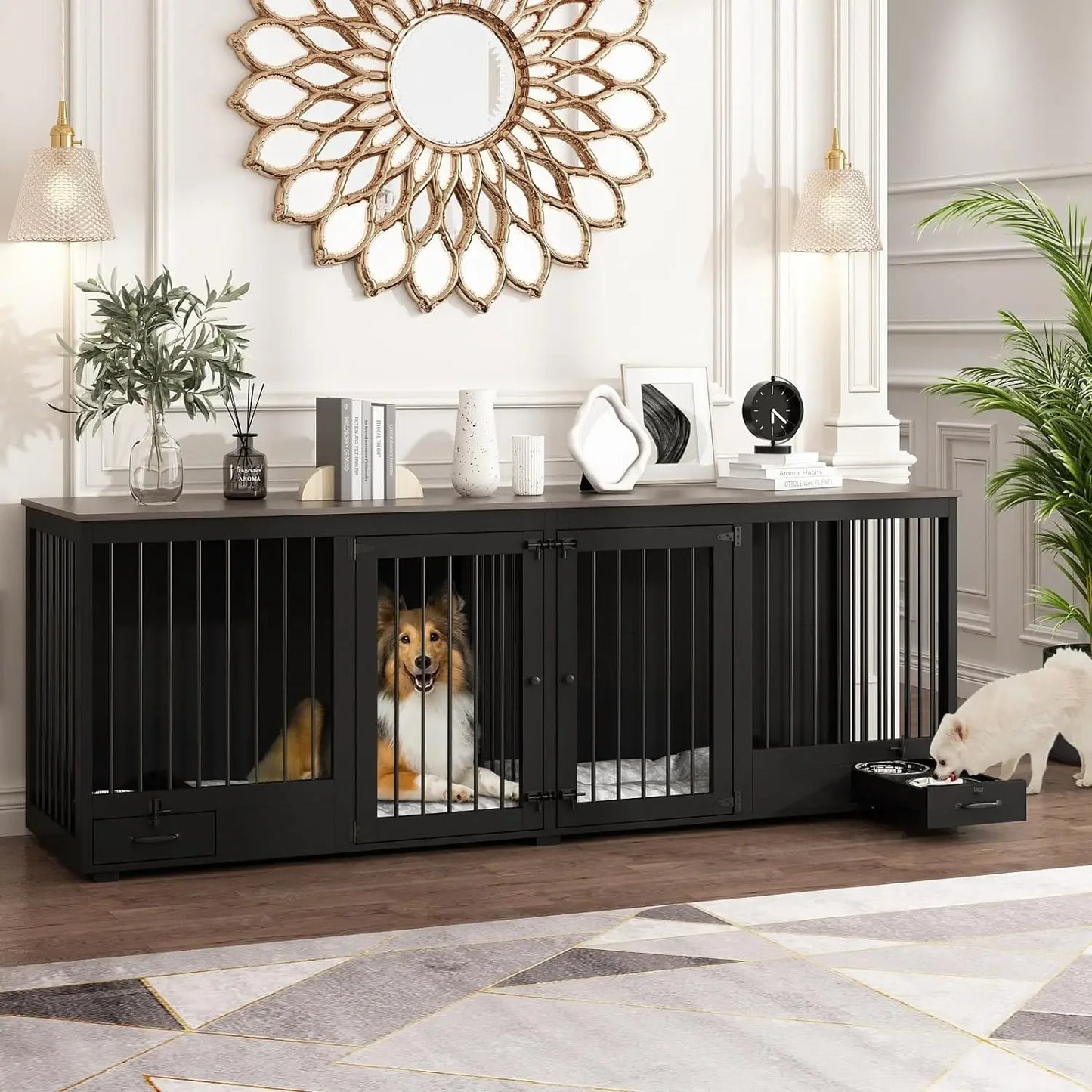 CanineChest indoor furniture-style pet kennel, a stylish and functional crate for small to medium pets that doubles as home decor.