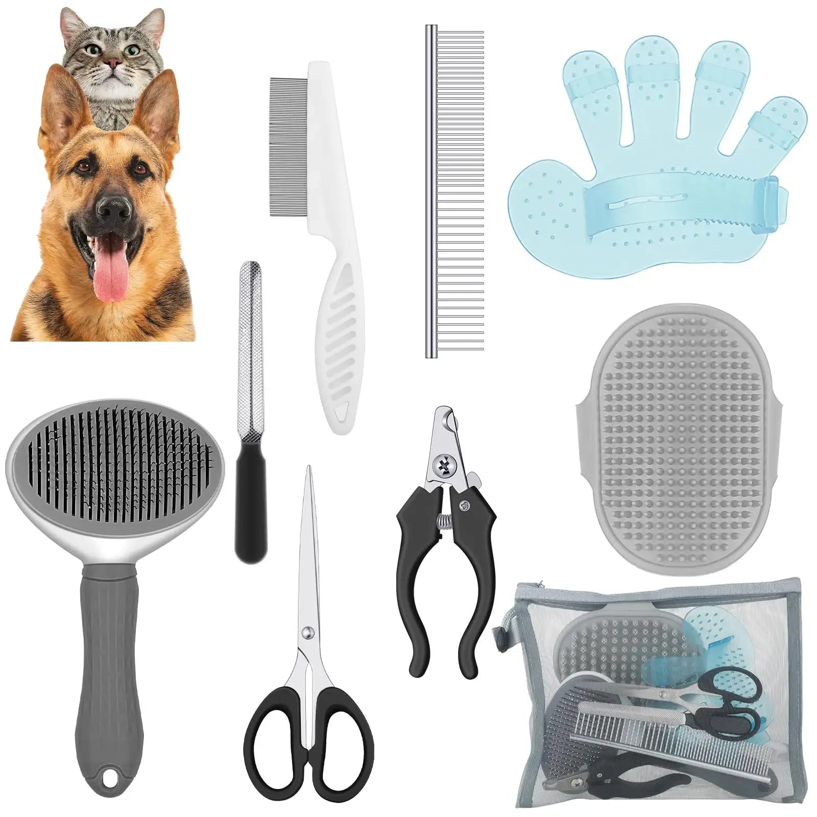 CanineChest Grooming Set, an all-in-one kit with essential tools for pet grooming, designed for both dogs and cats.