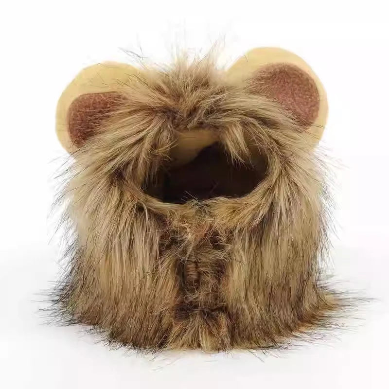 CanineChest lion costume for small dogs in brown and black, designed for comfort and cuteness, ideal for pet outings and special events.