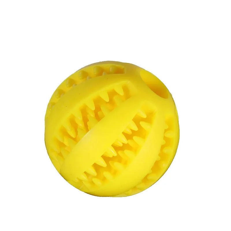 CanineChest yellow tooth cleaning chew toy for dogs, ideal for dental care and interactive play.