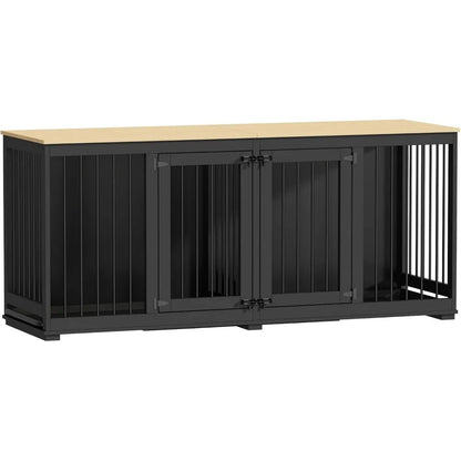 CanineChest-wooden-kennel-tray-divider
	•	Alt Text: “CanineChest wooden kennel with tray and removable divider, a functional pet crate designed for easy cleaning and adjustable space.